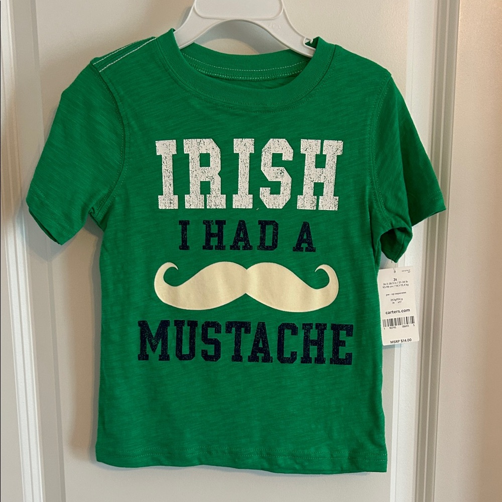Carter's Green Tee with Mustache Graphic
